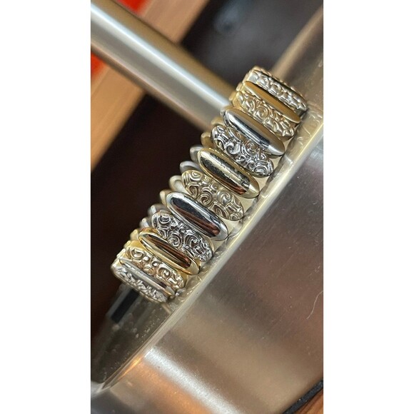 Silver & gold stretch bracelet - Picture 3 of 5